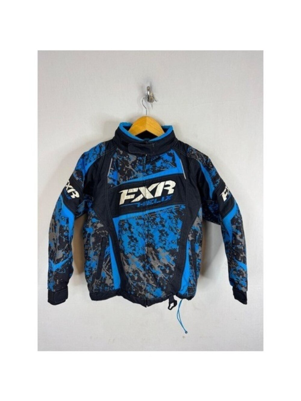 FXR Youth Helix Jacket Blue Black Splatter F.A.S.T. Insulated Snowmobile Coat 10